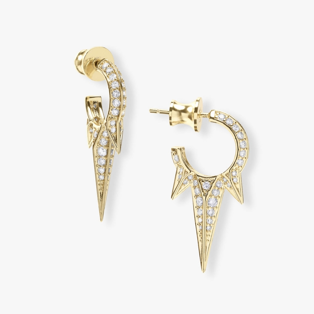 Melinda Maria Baby Gabriella Pavé Triple Spike Earrings Gold New ✨️ FIRM